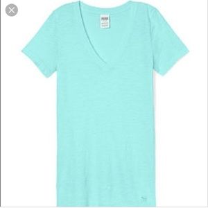 Tiffany Blue Victoria's Secret PINK V Neck XS